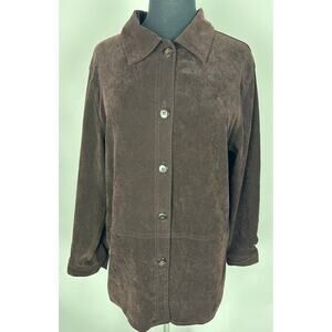 Vintage Fleet Street Faux Suede Chocolate Brown Shirt Jacket Size Small Baggy